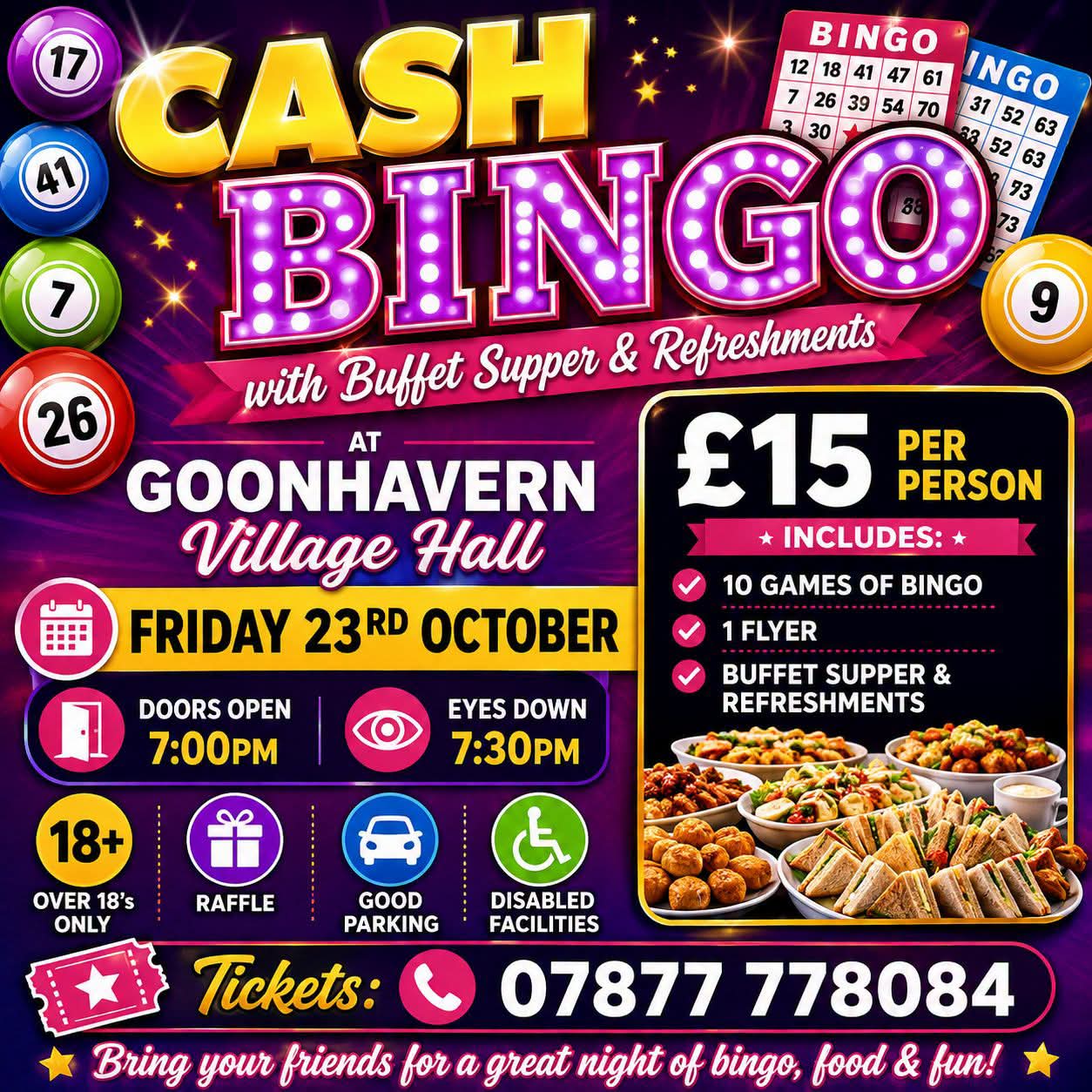 CASH BINGO with Buffet Supper & Refreshments