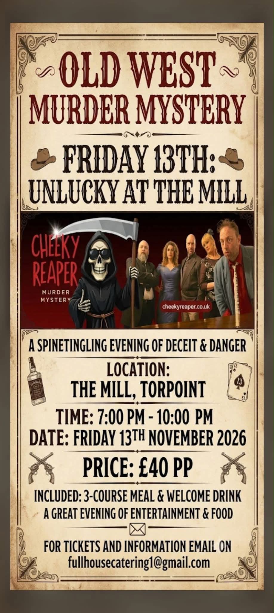 ~ OLD WEST ~ MURDER MYSTERY FRIDAY 13TH: UNLUCKY AT THE MILL