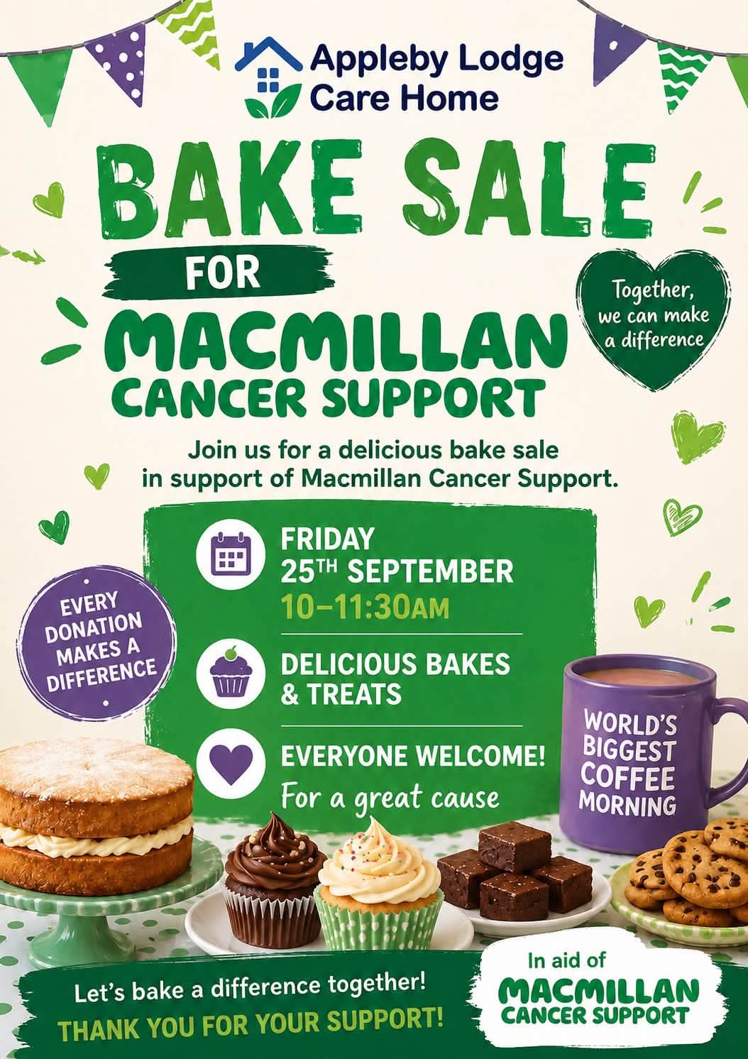 BAKE SALE FOR MACMILLAN CANCER SUPPORT